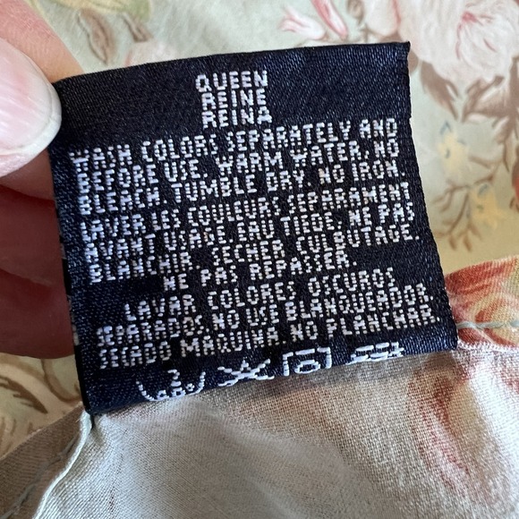 Ralph Lauren Charlotte IV Green Floral Flowers Shabby Queen Flat Sheet Cottage - Picture 3 of 10